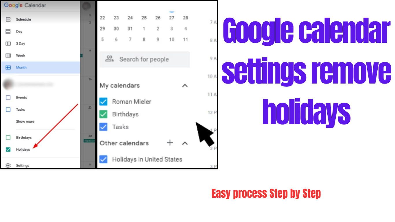 Google calendar settings remove holidays