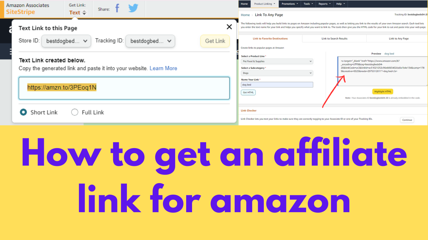 How to get an affiliate link for amazon