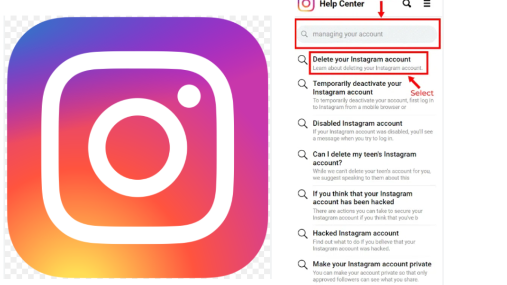 how to delete instagram account without password and email