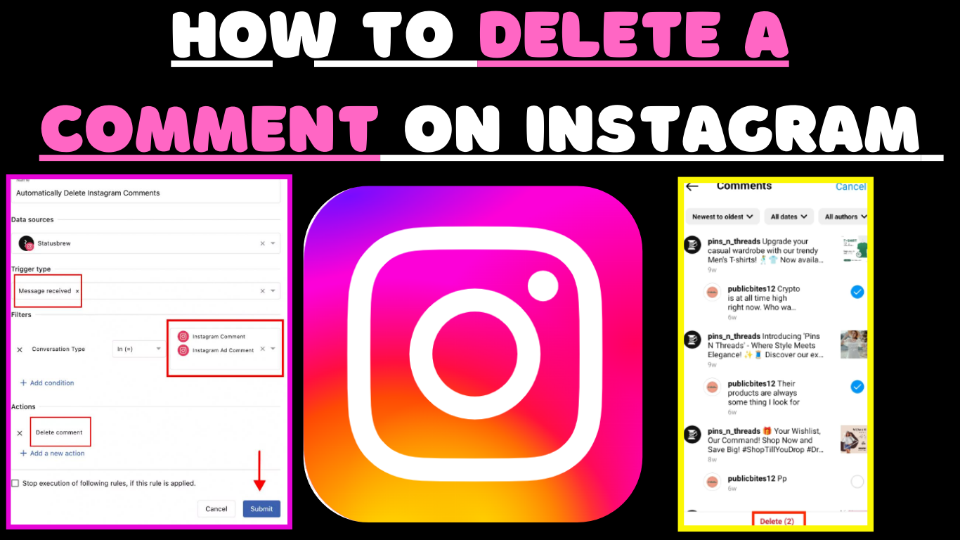 How to delete a comment on instagram post